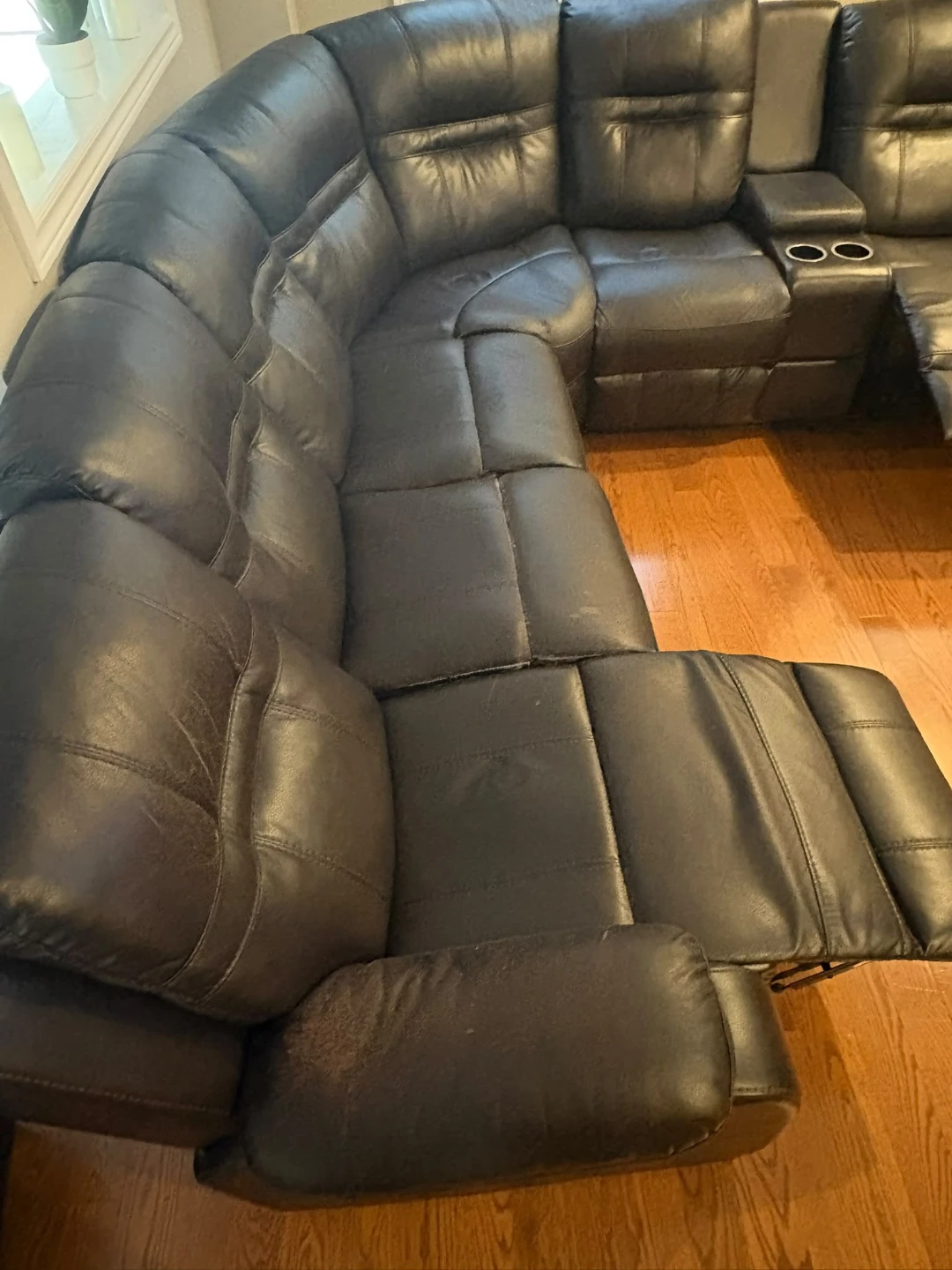 Dark Brown Leather Sectional Sofa with Recliners - photo 2