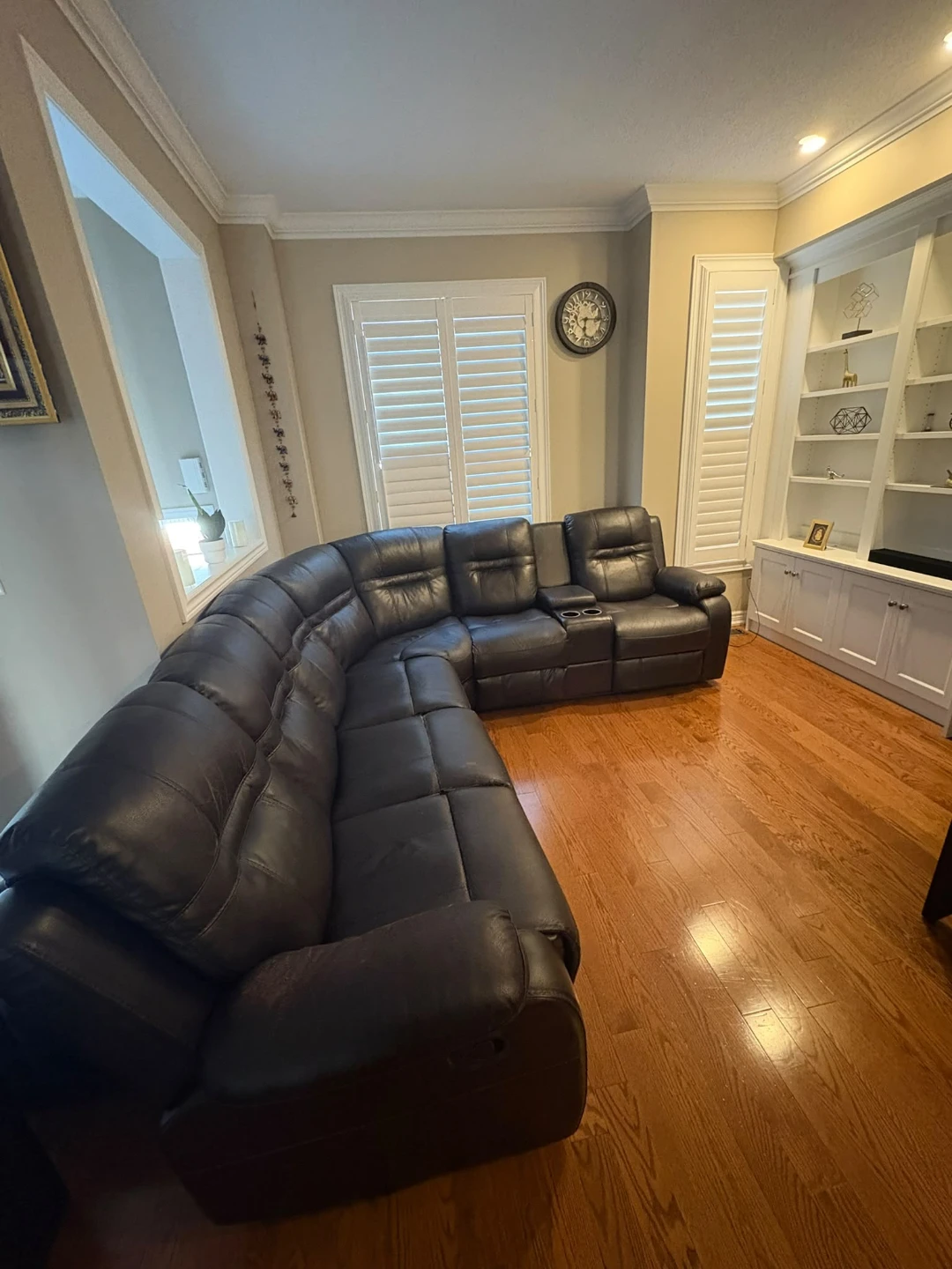 Dark Brown Leather Sectional Sofa with Recliners - photo 3