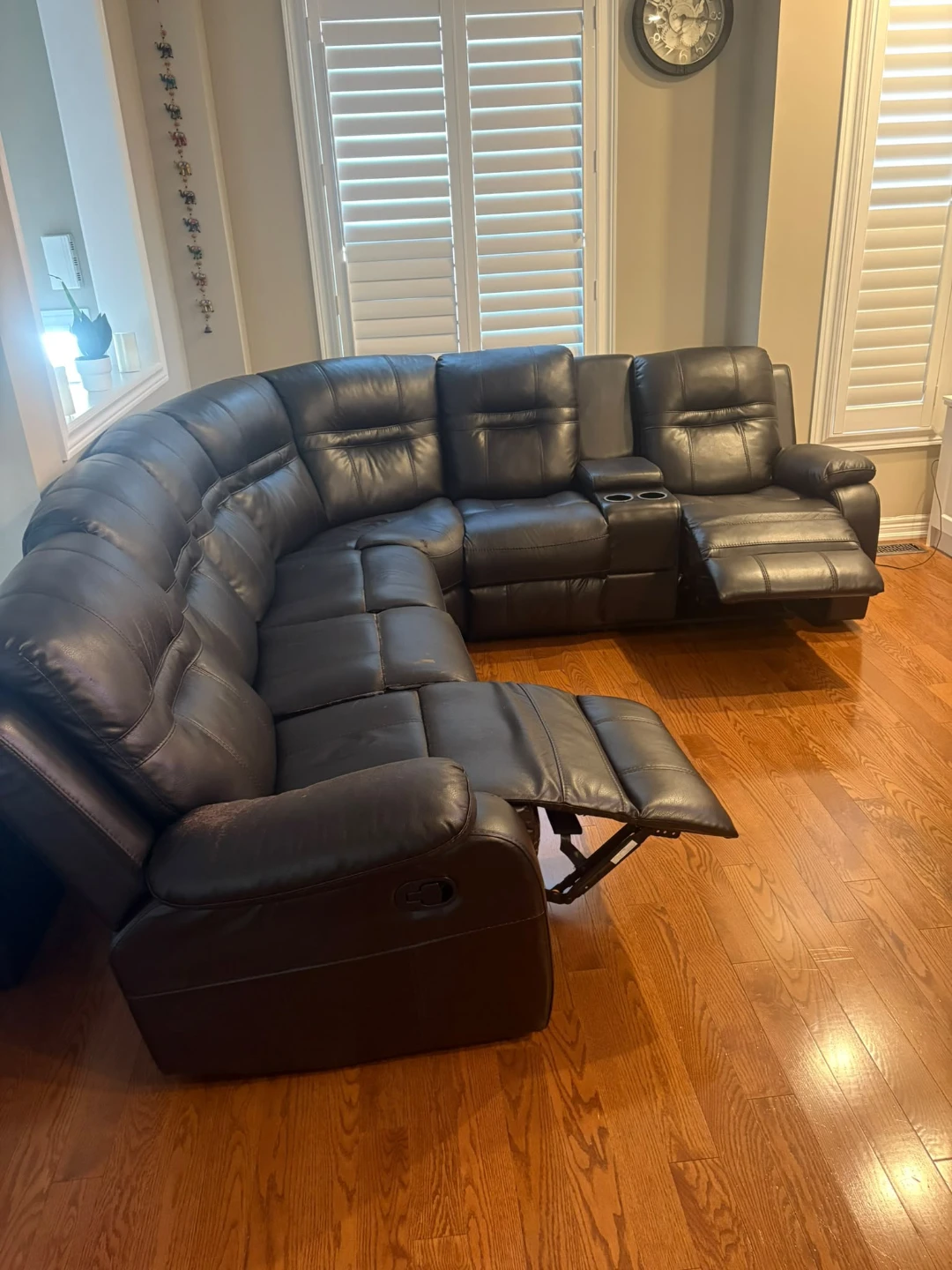 Dark Brown Leather Sectional Sofa with Recliners - photo 5