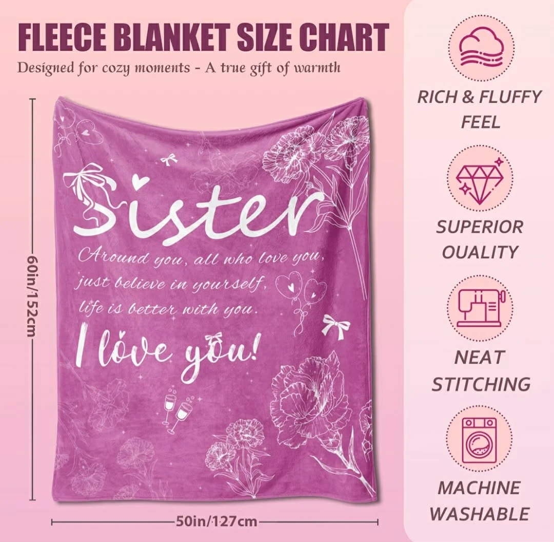AOGEWON "Sister" Fleece Blanket 60 x 50 Inches - photo 2