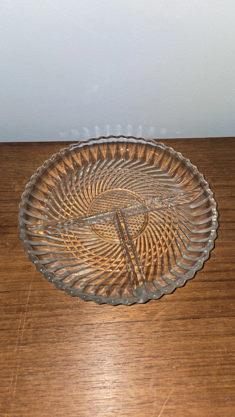 Vintage Divided Glass Serving Dish