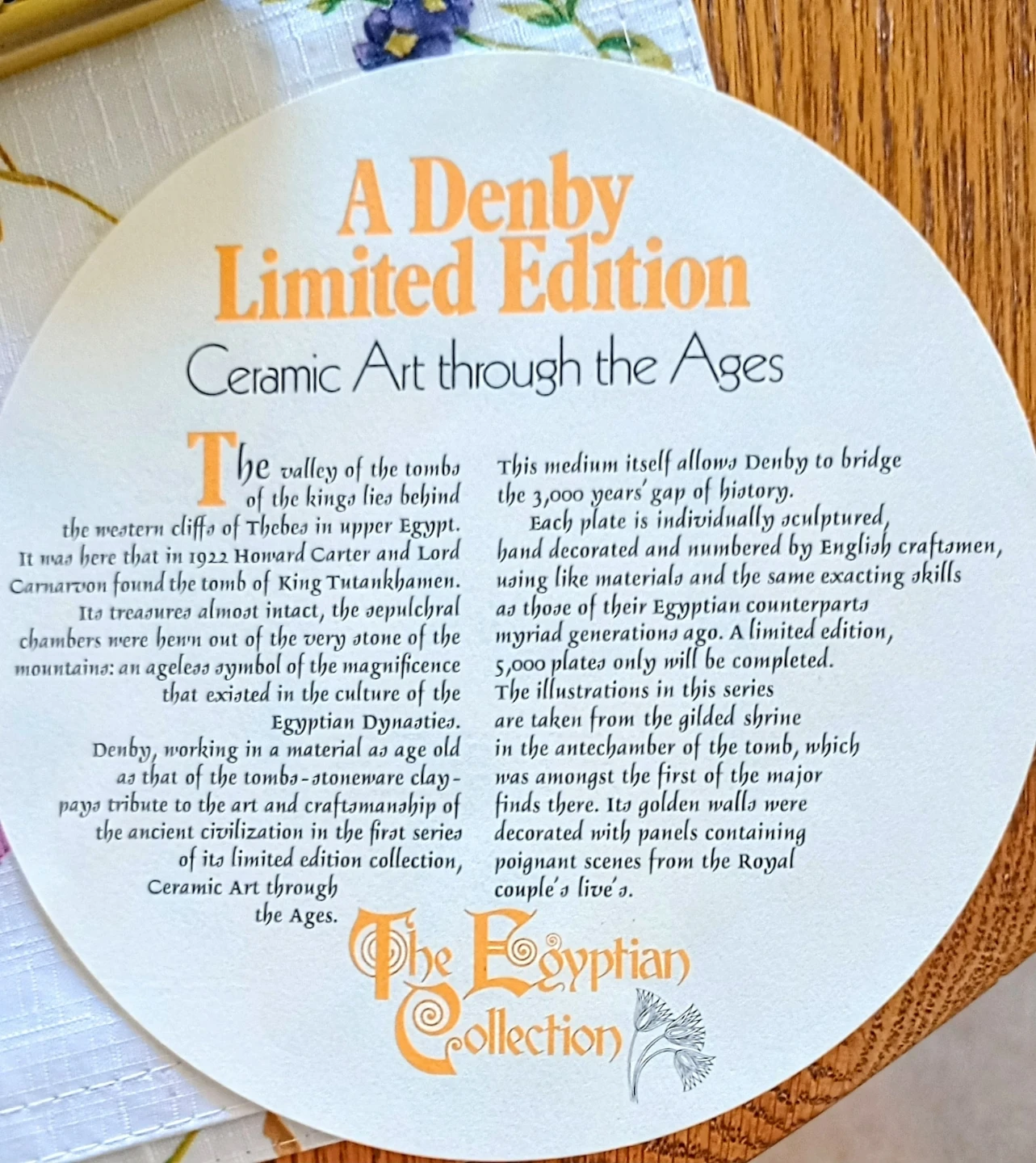 Denby "The Egyptian Collection" Limited Edition Ceramic Plates - photo 5