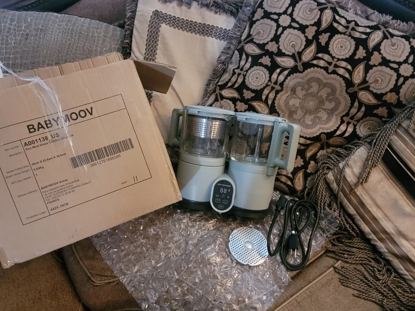 BABYMOOV Duo Meal Glass Baby Food Maker Steamer Blender