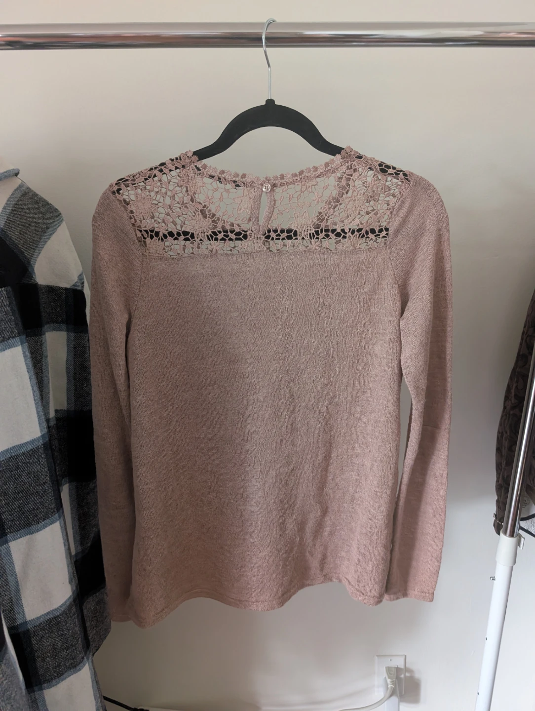Pink Long Sleeve Top with Lace Detail - photo 2