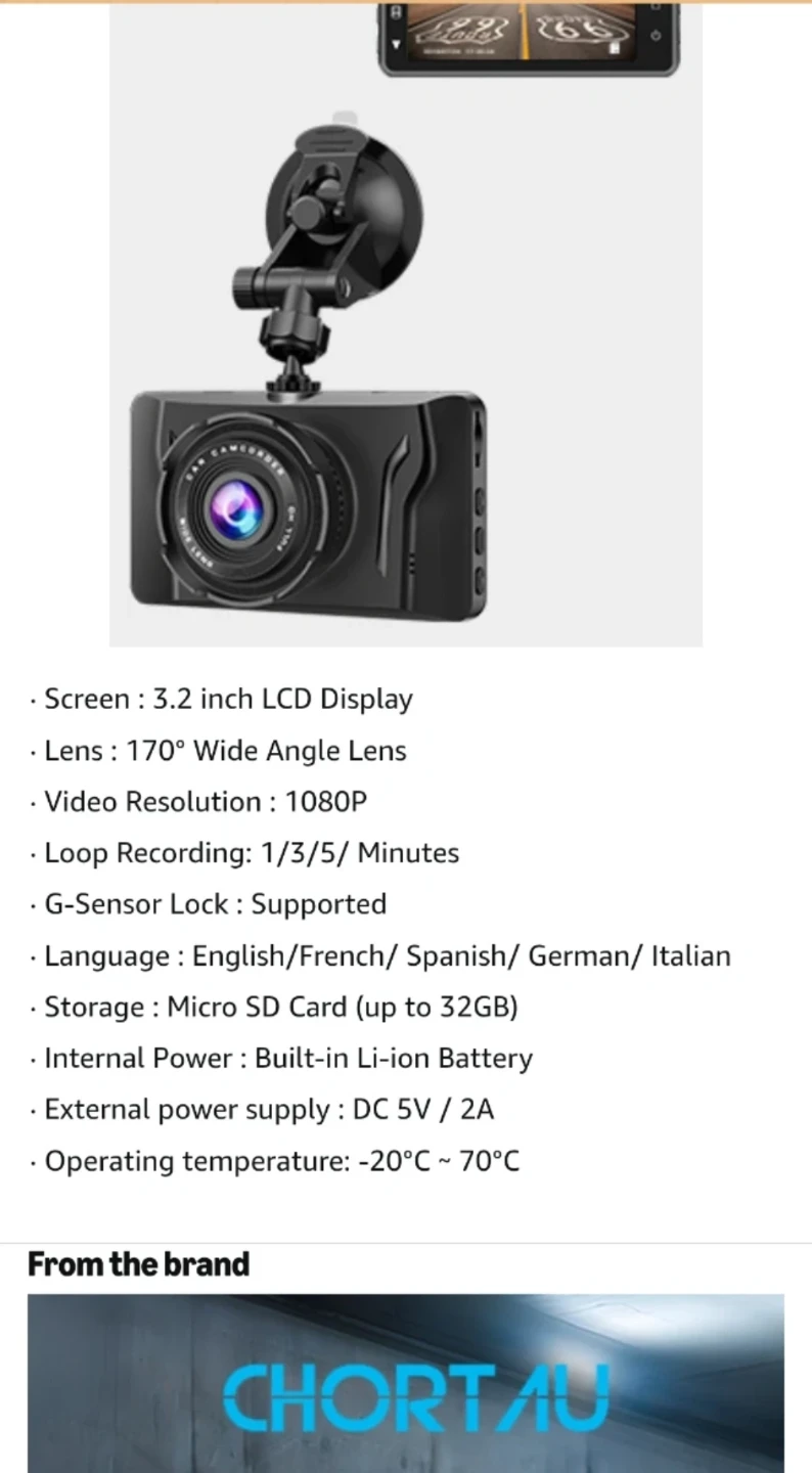 CHORTAU Car Dashcam 1080p - photo 3