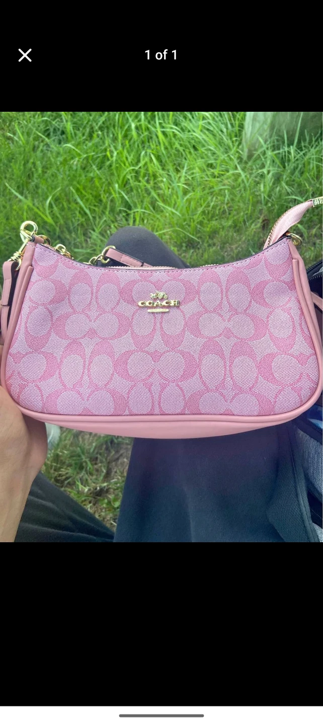 Coach Pink Signature Monogram Shoulder Bag