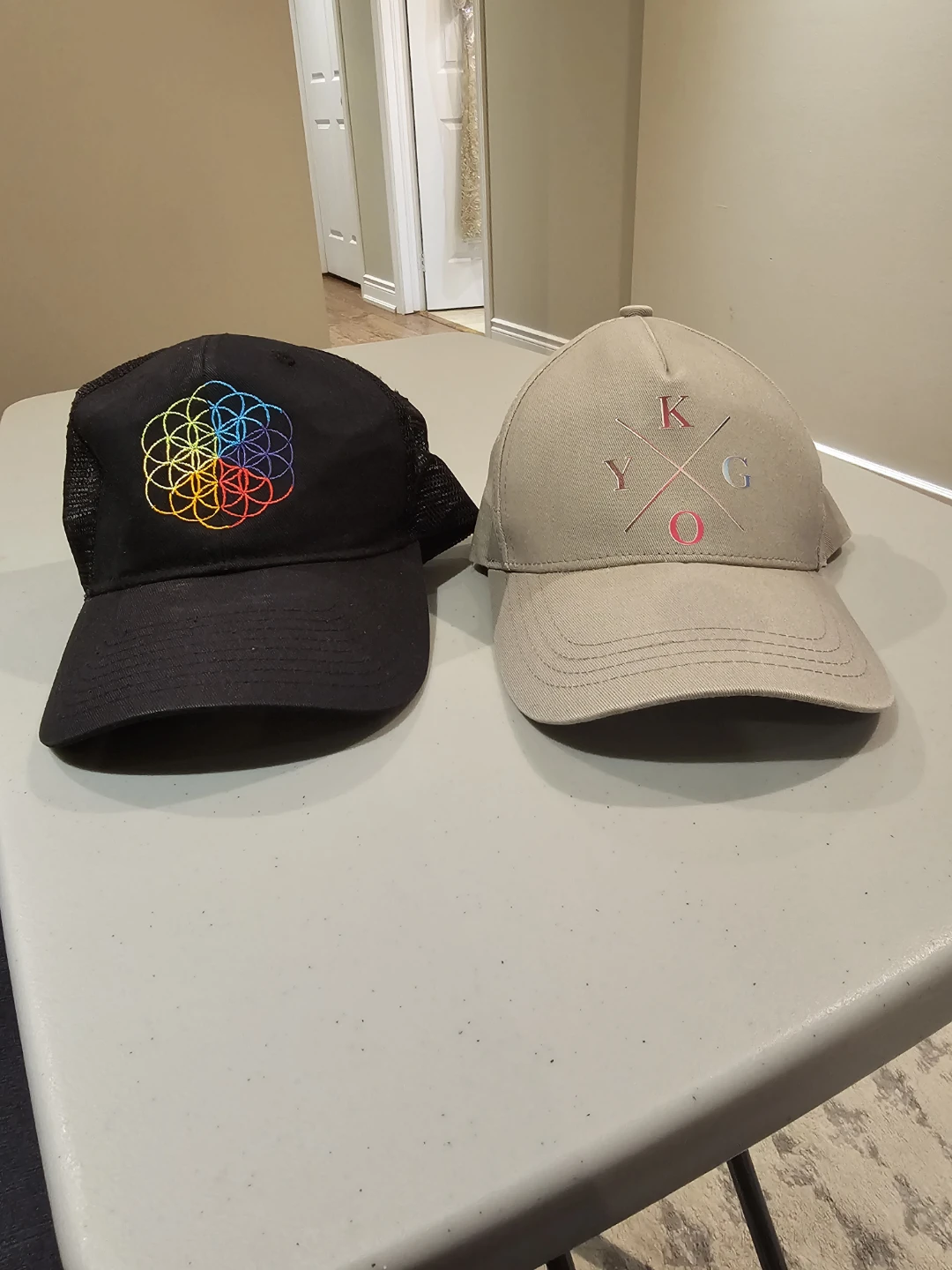 Kygo hat and Coldplay hat - a head full of dreams
