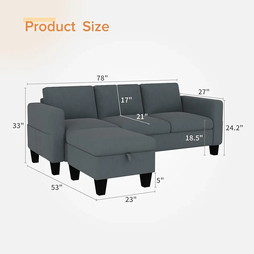 Grey Sectional Sofa with Ottoman - photo 3