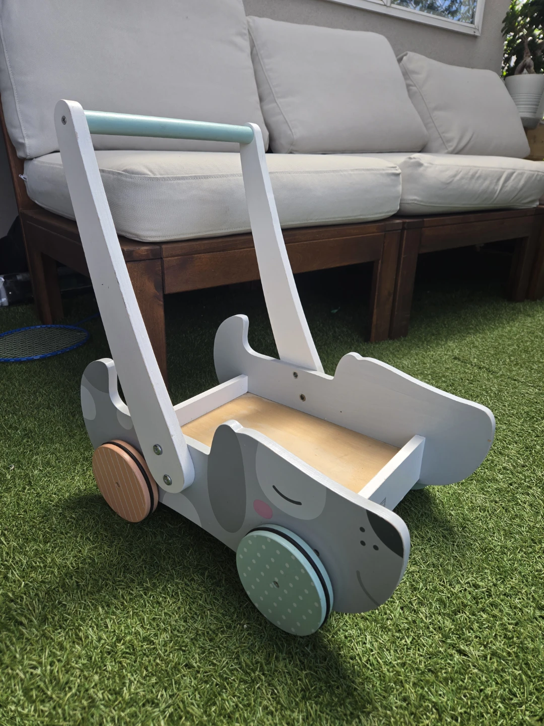 Baby toddler real wood push toy wagon - photo 3