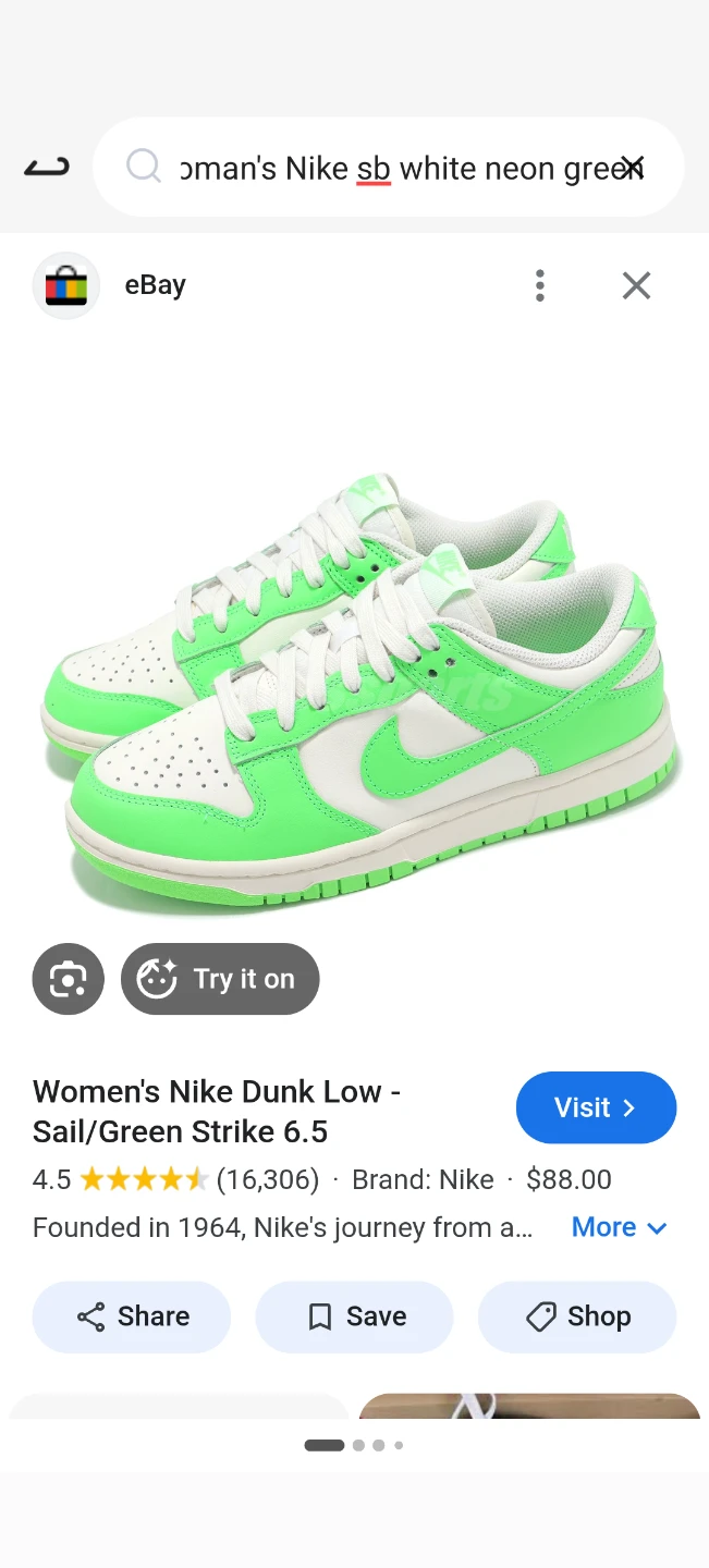Women's Nike Dunk Low Sail/Green Strike Size 6.5