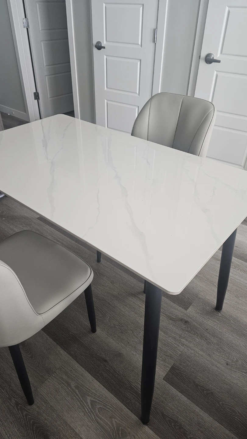 Grey Dining Chairs and Marble Top Table Set