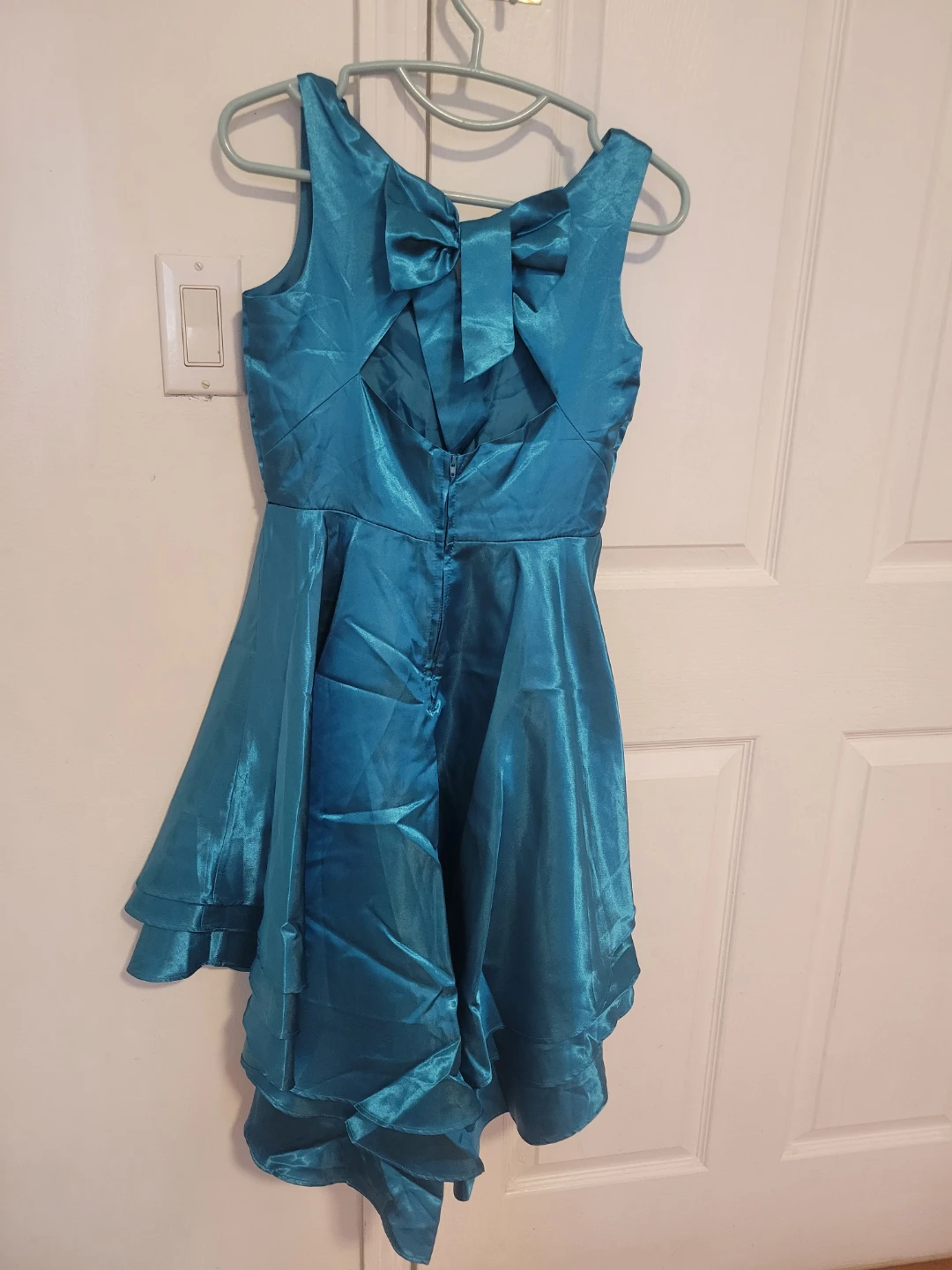 Teal Satin Bow Back Dress - photo 2