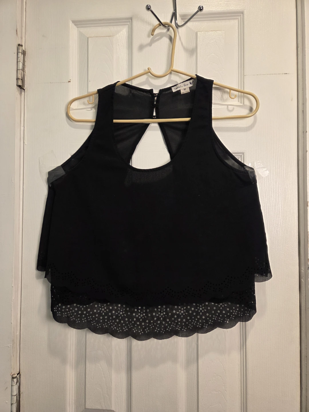 Black Chiffon Cutout Tank Top