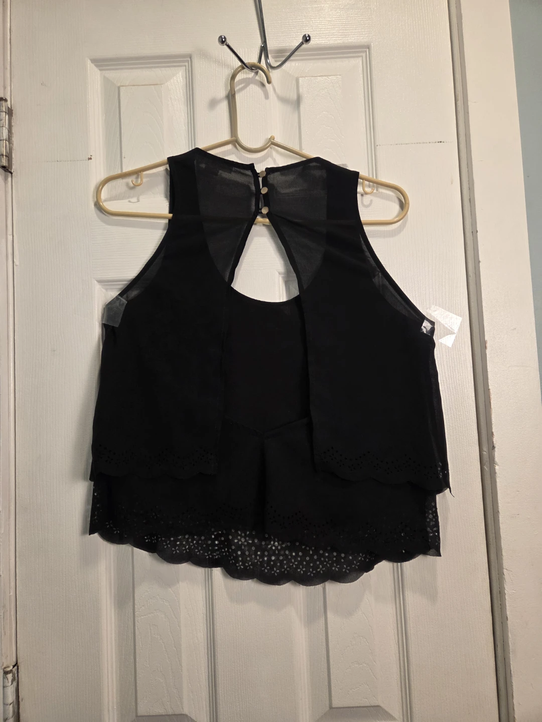 Black Chiffon Cutout Tank Top - photo 2