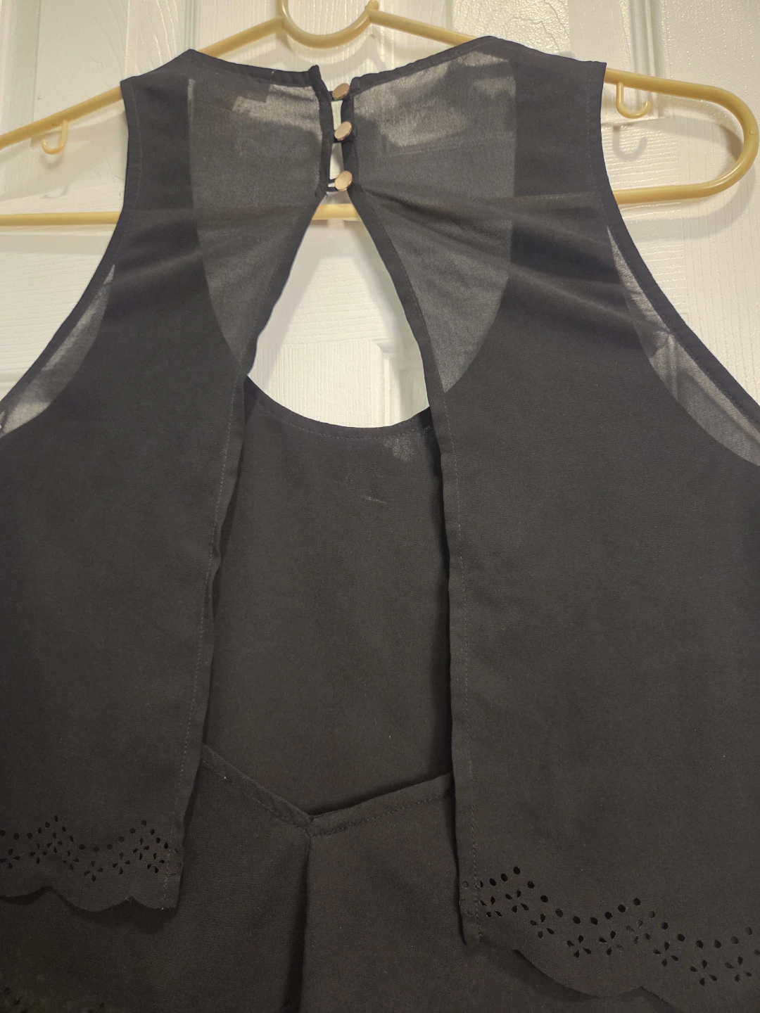 Black Chiffon Cutout Tank Top - photo 4