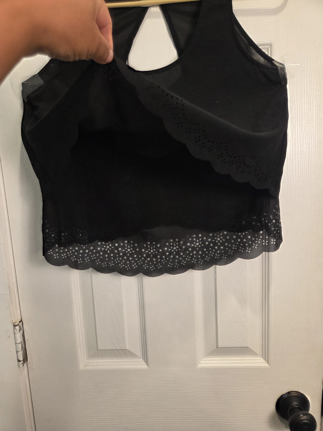 Black Chiffon Cutout Tank Top - photo 5