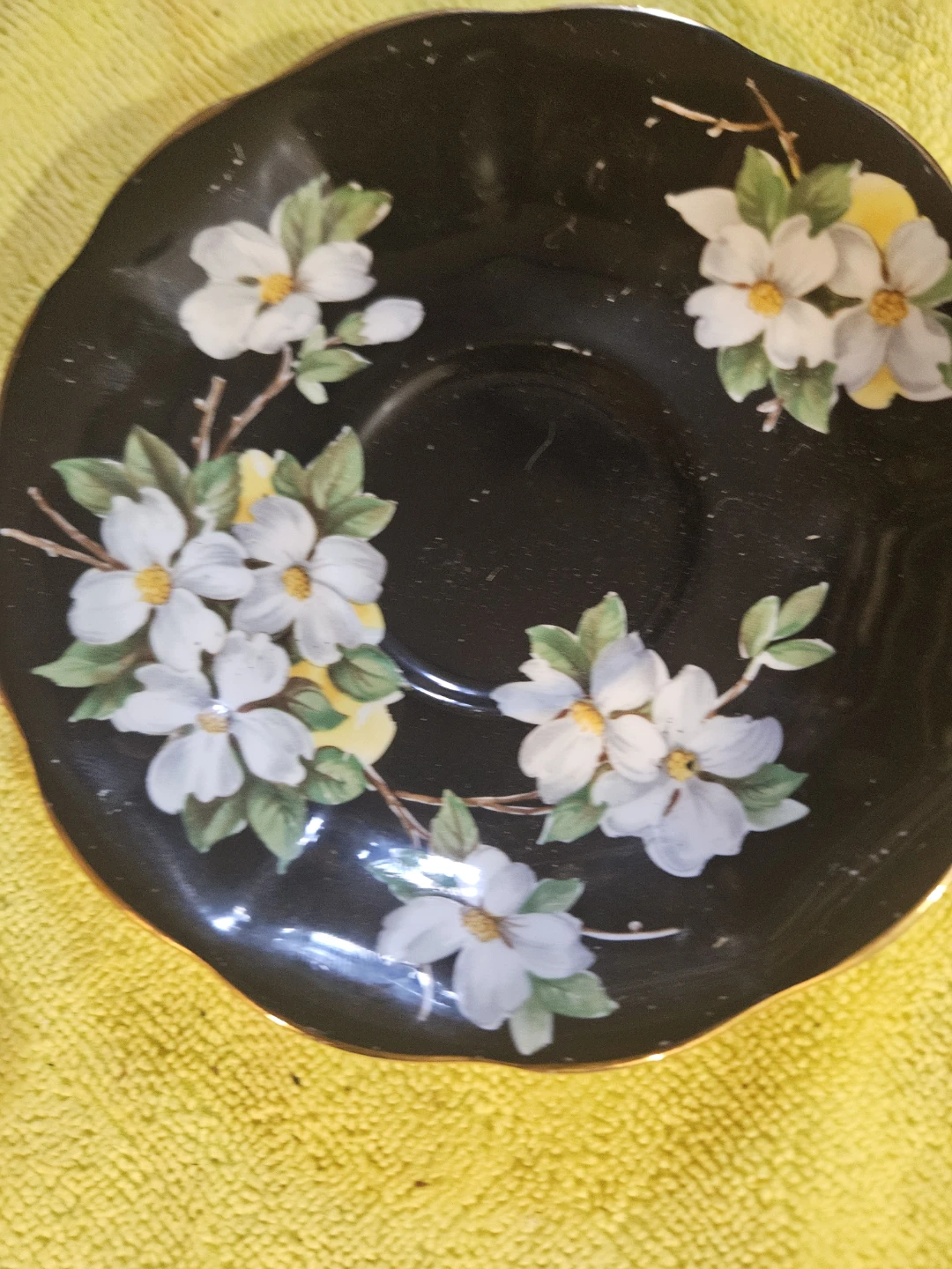 Royal Albert Bone China Saucer - Black Floral Design - photo 3