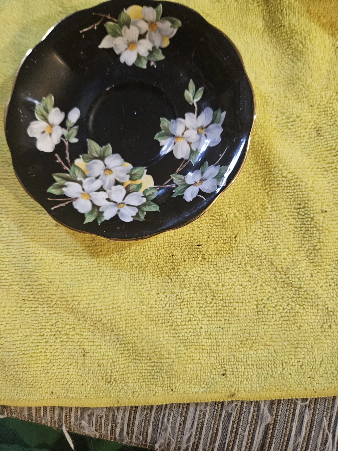 Royal Albert Bone China Saucer - Black Floral Design - photo 4