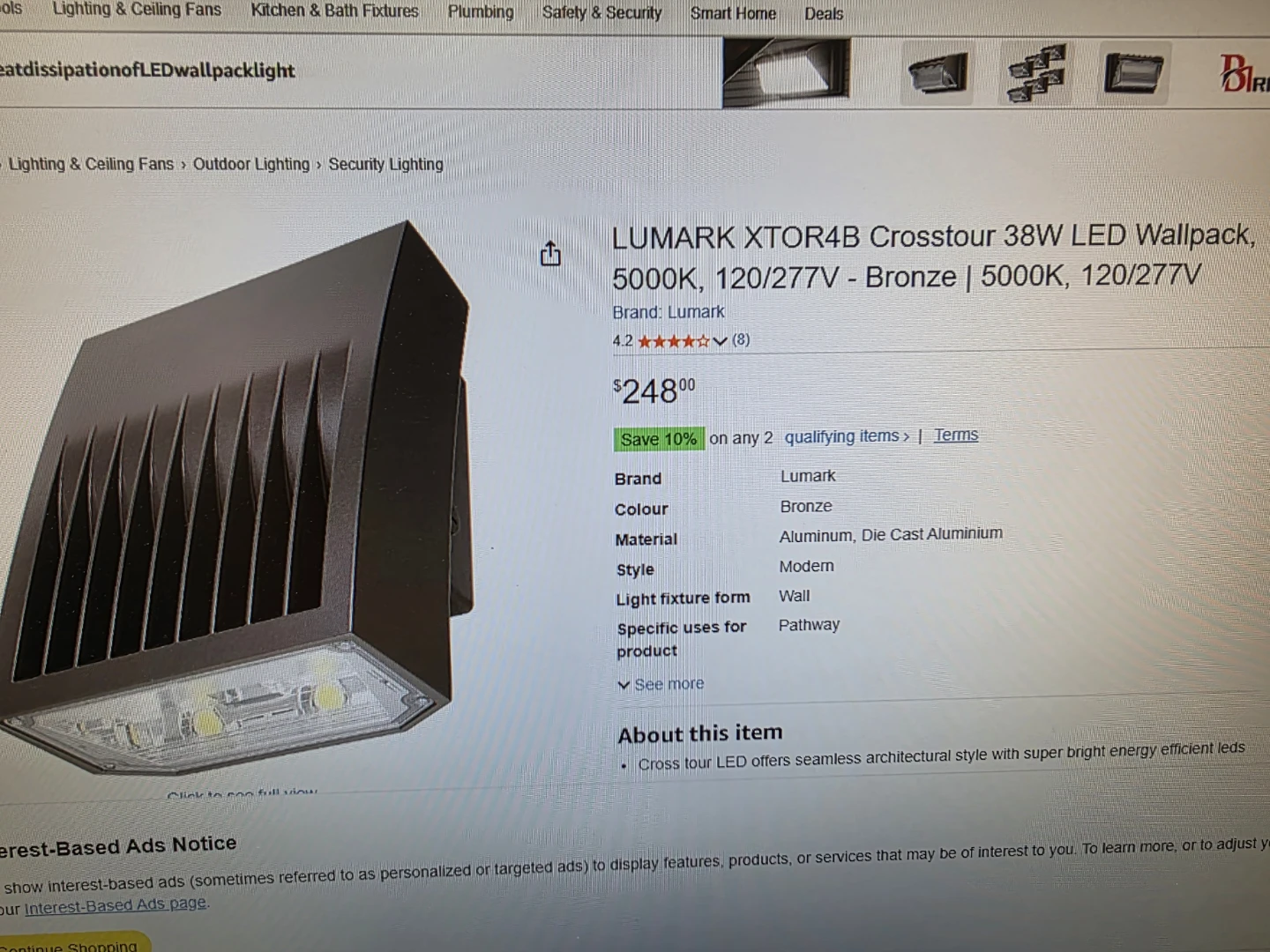Lumark XTOR3A Crosstour LED Wall Pack Light 30W Bronze - photo 5