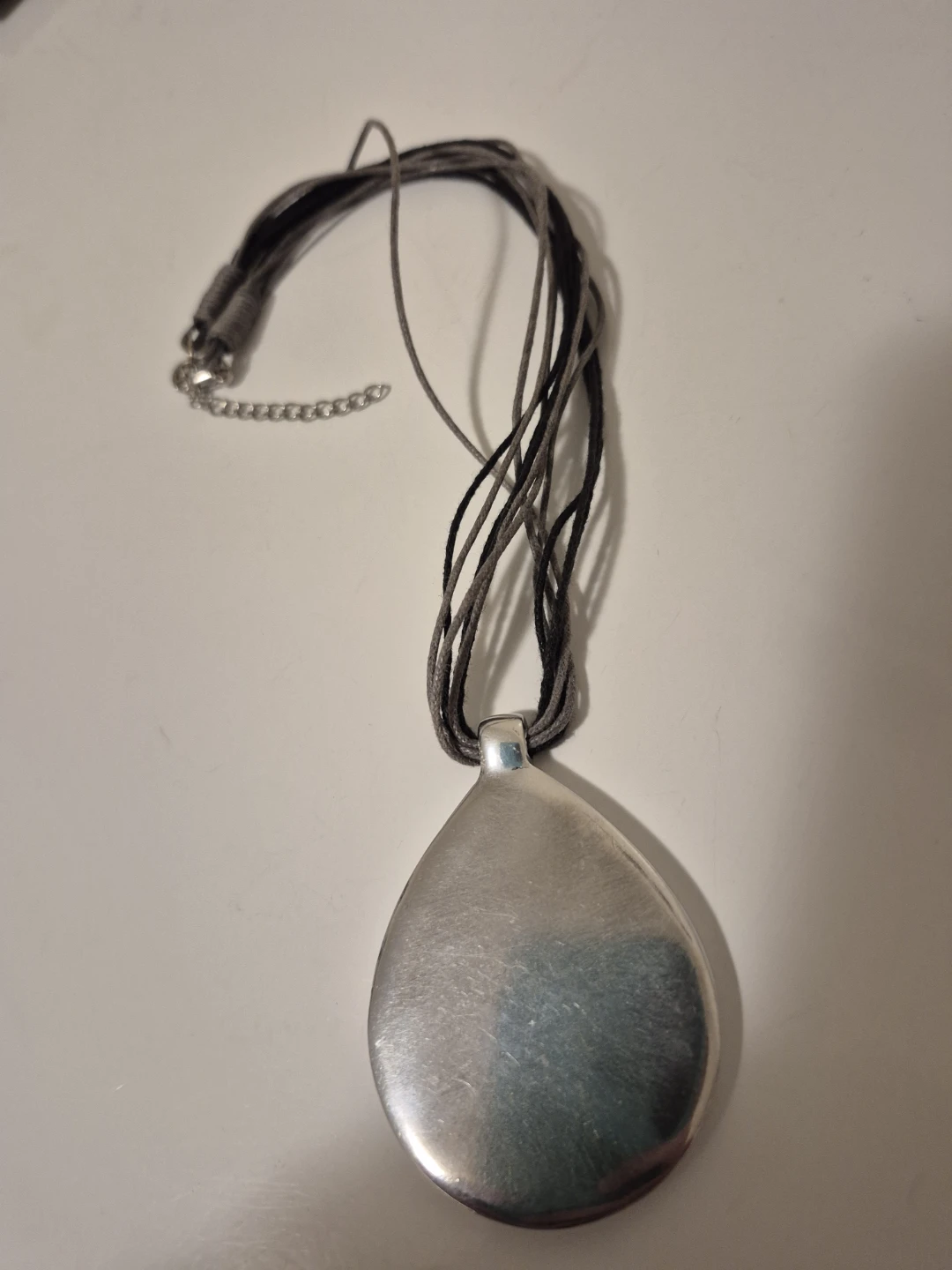 Teardrop pendant necklace with wood inlay - photo 2