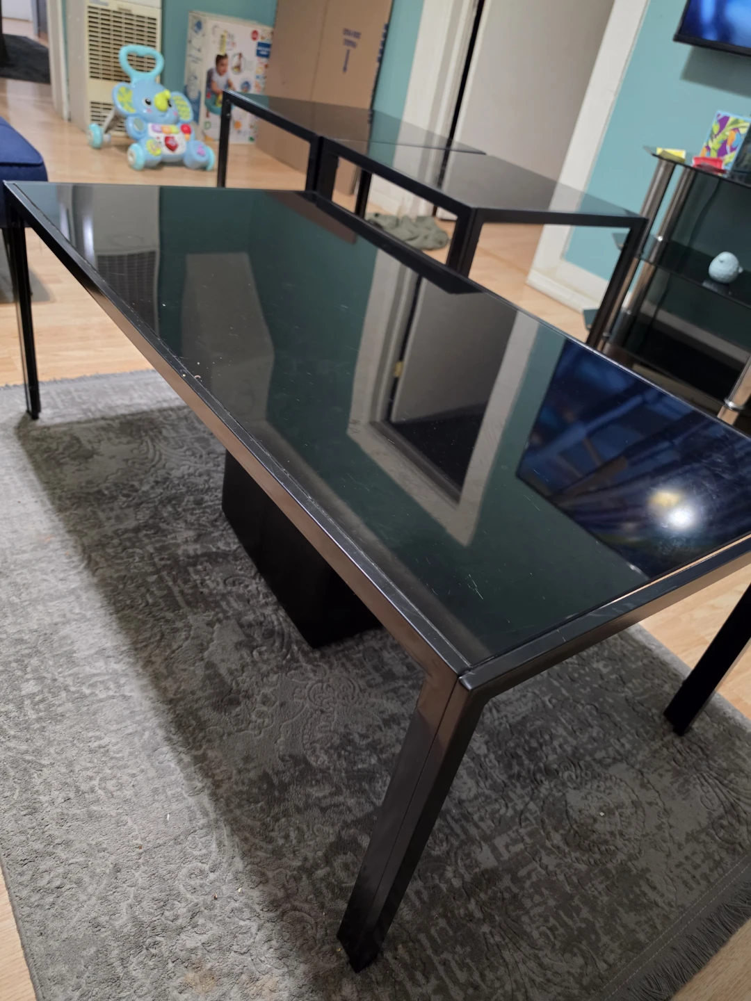Black Glass Top Side Table