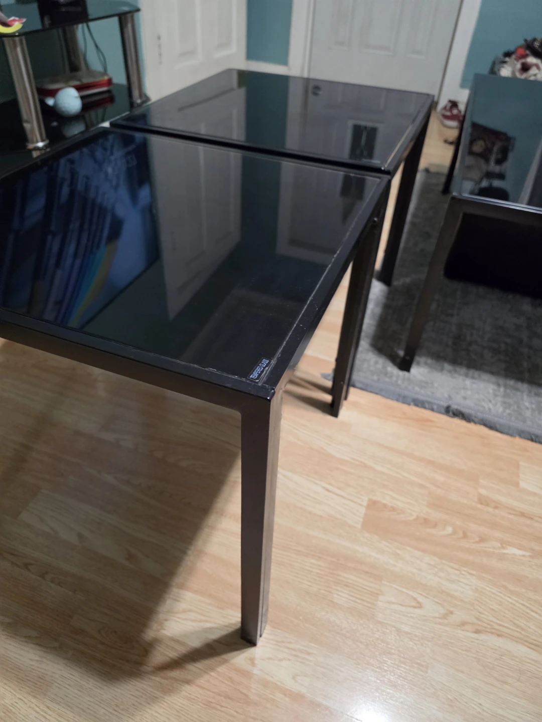 Black Glass Top Side Table - photo 2