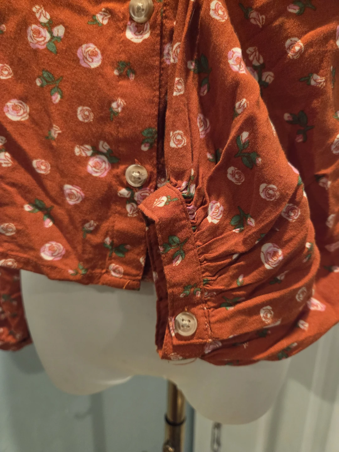 Rust Floral Button-Up Blouse - photo 5
