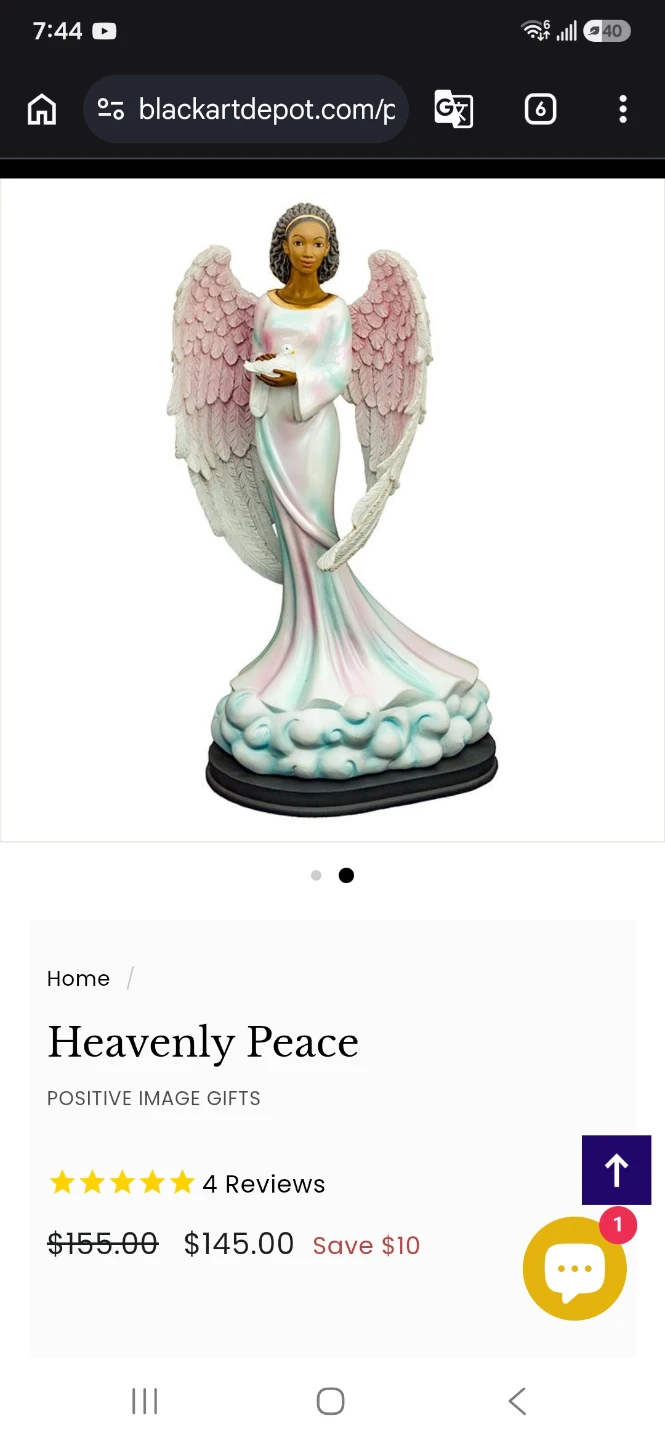 Heavenly Visions Heavenly Peace African American Angel Figurine