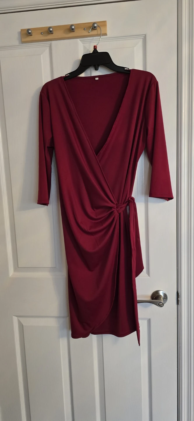 BERY DRESS Women's Burgundy Wrap Dress - photo 4