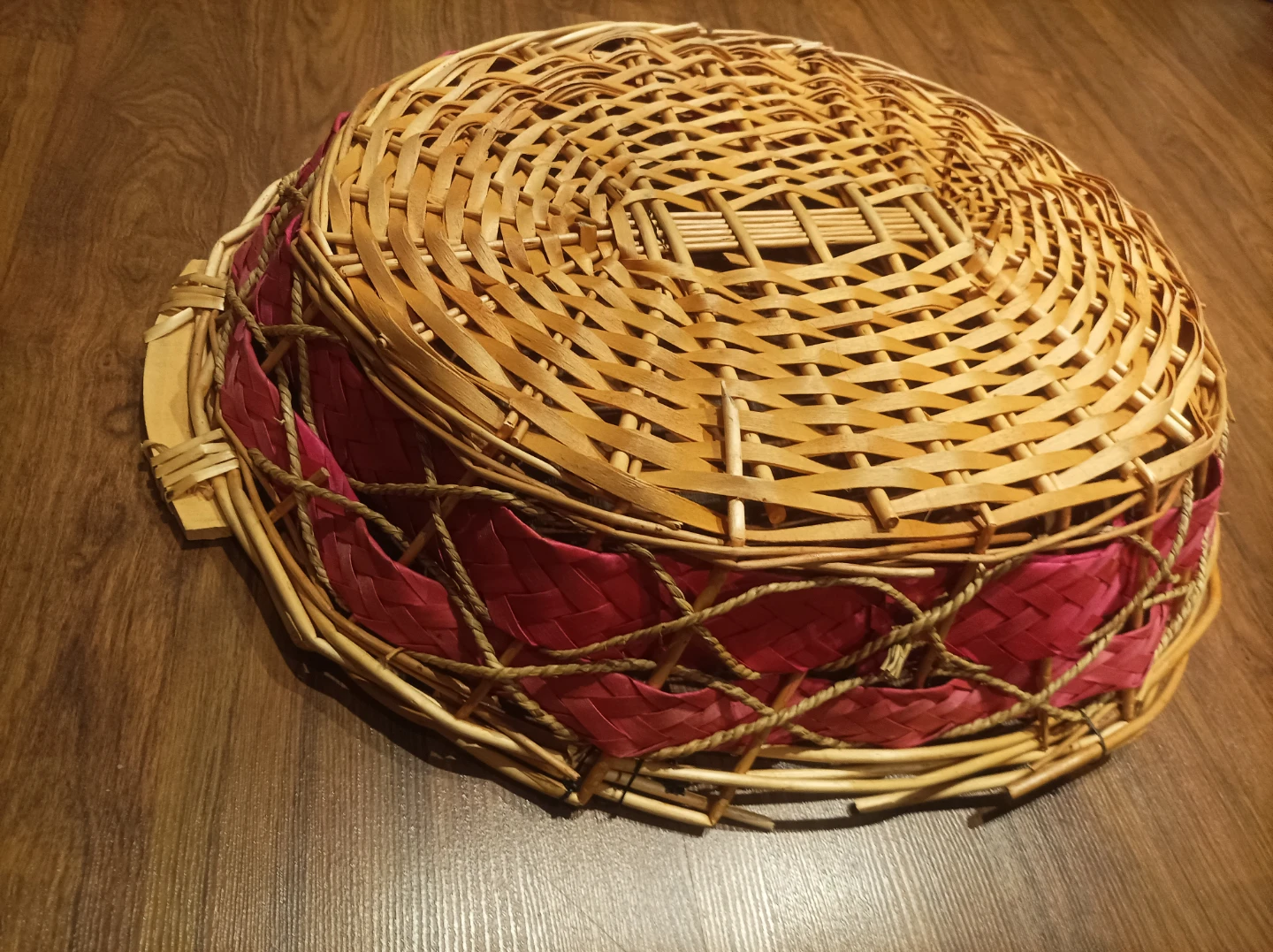 Wicker Basket with Pink Trim