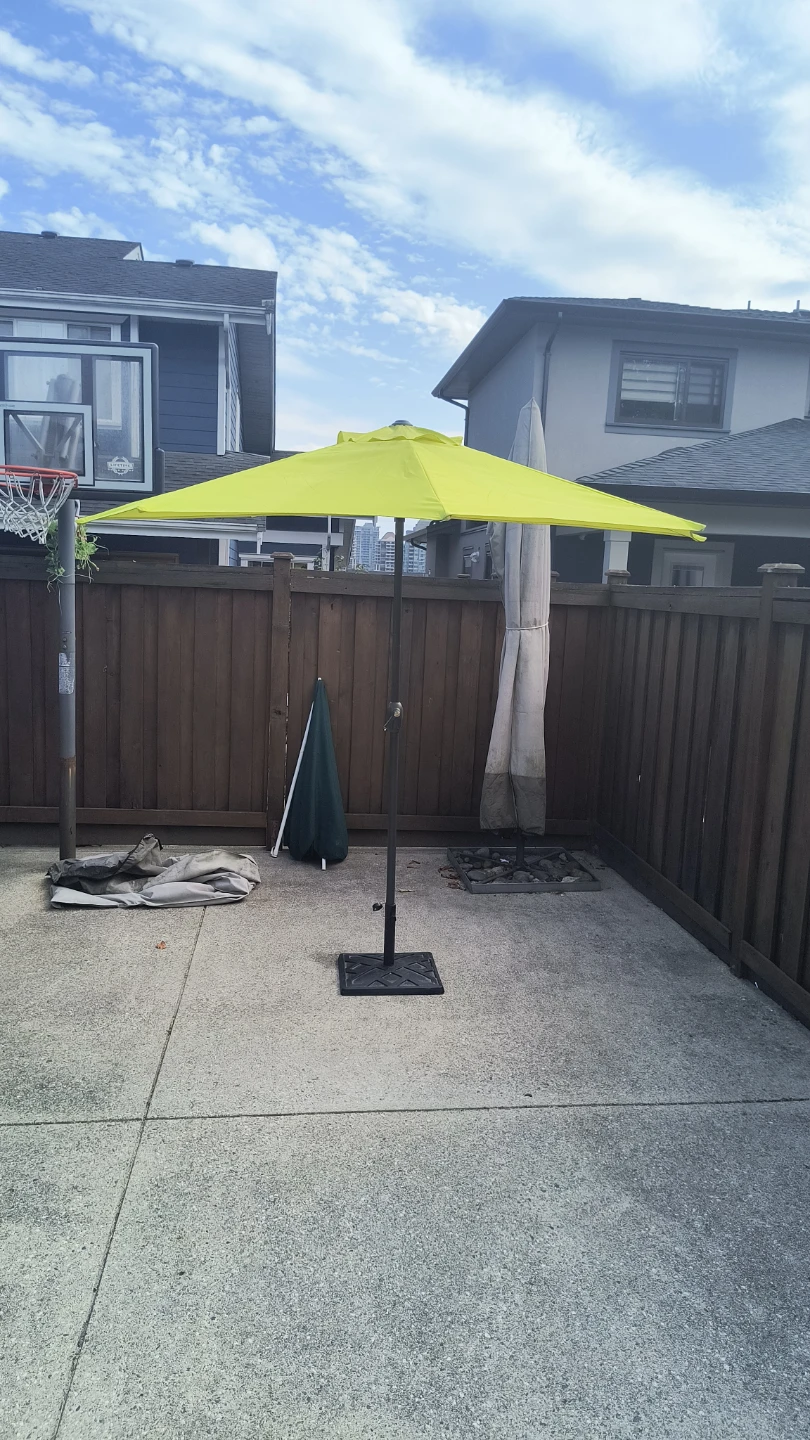 Yellow Patio Umbrella with Base - photo 2