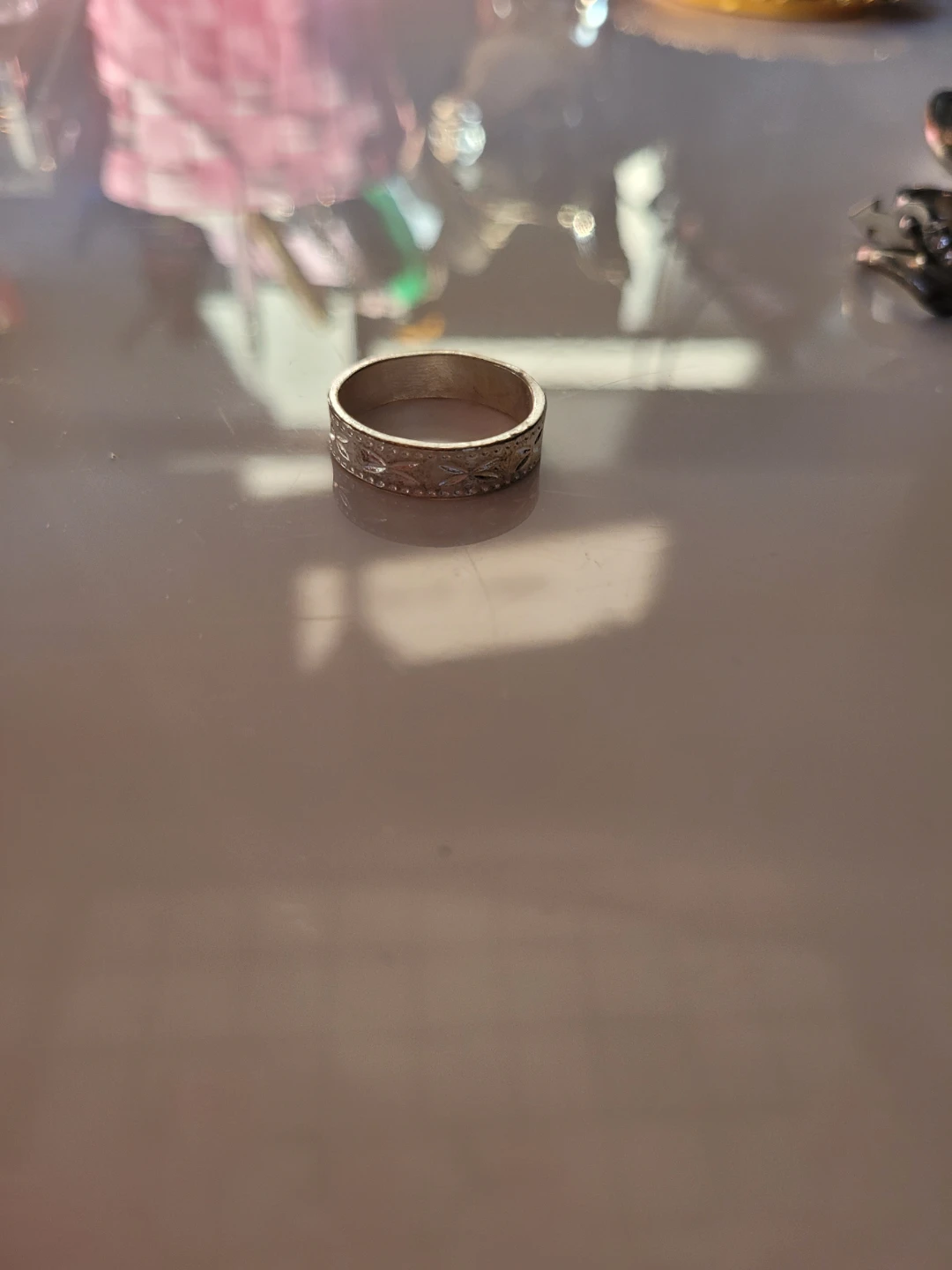 Silver-toned textured ring large