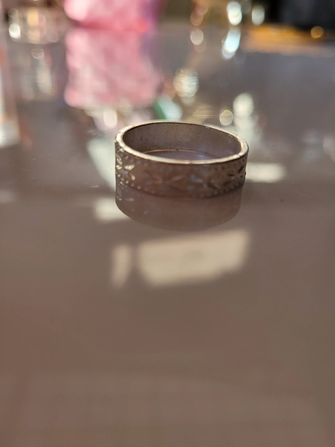Silver-toned textured ring large - photo 2