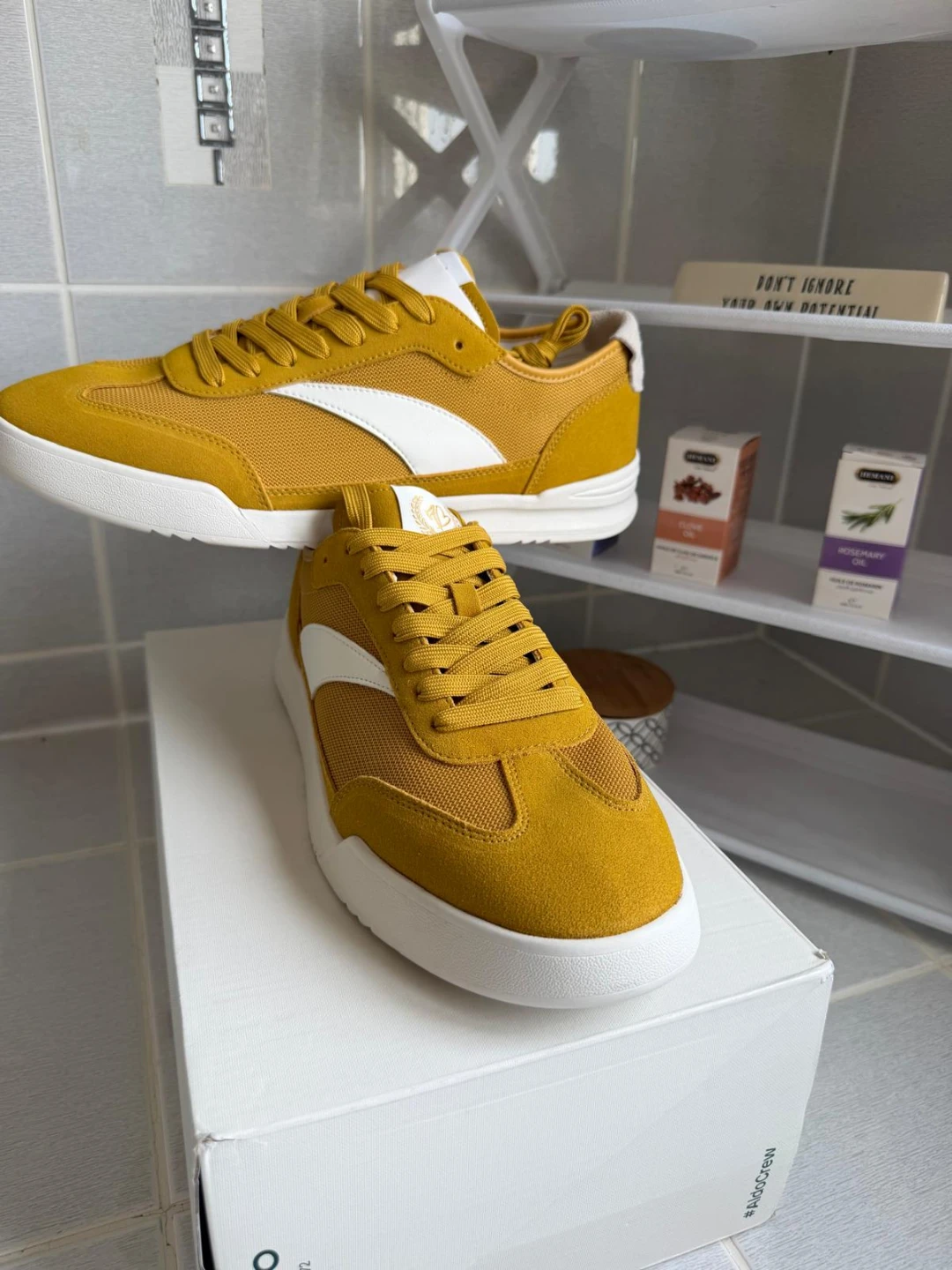 ALDO Men's Yellow Suede & Mesh Sneakers - photo 2