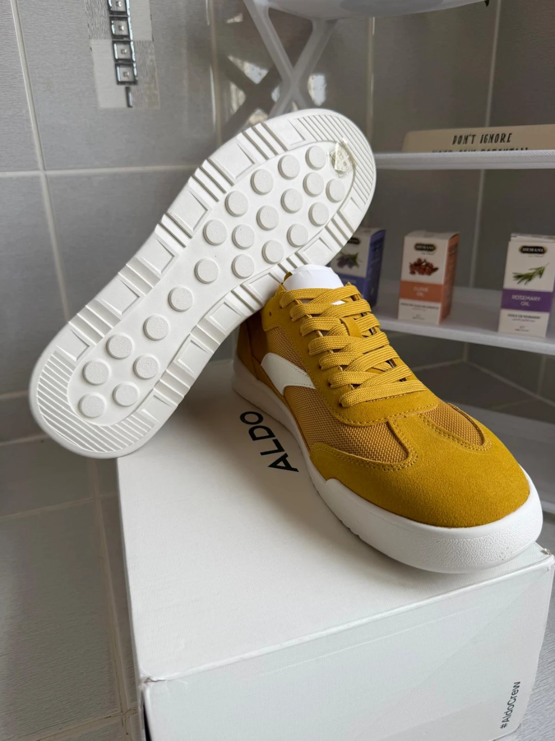 ALDO Men's Yellow Suede & Mesh Sneakers - photo 3