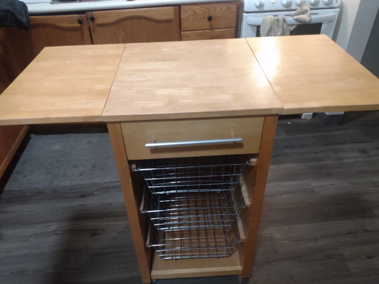 Wooden Kitchen Cart with Drop Leaf Sides - photo 2