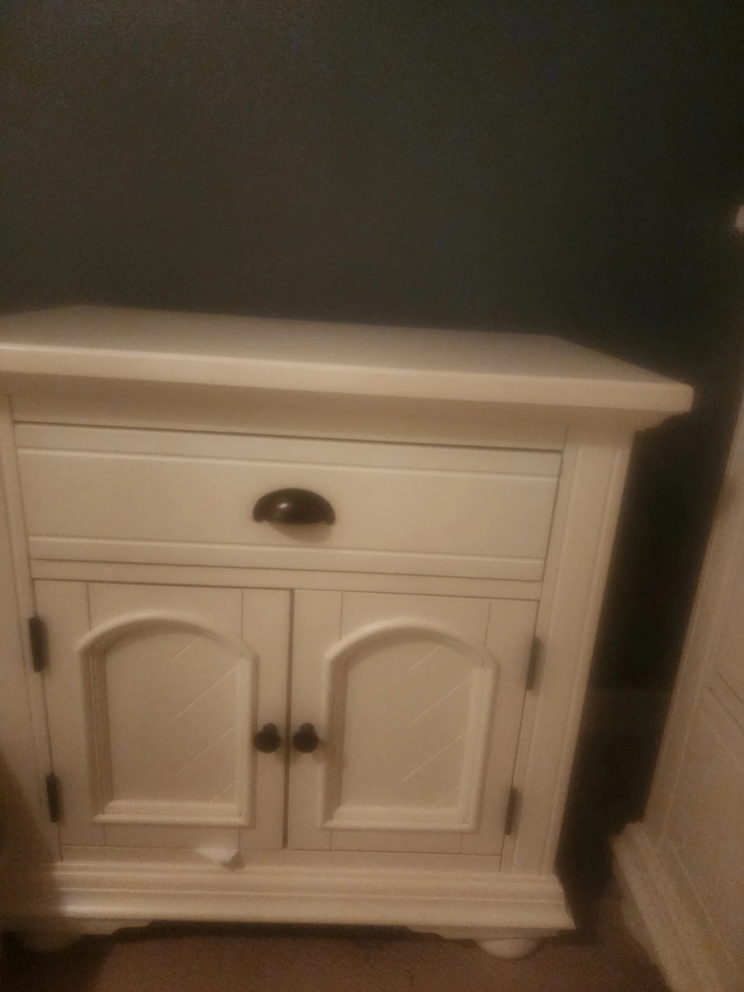White Nightstand with Drawer and Cabinet - photo 2