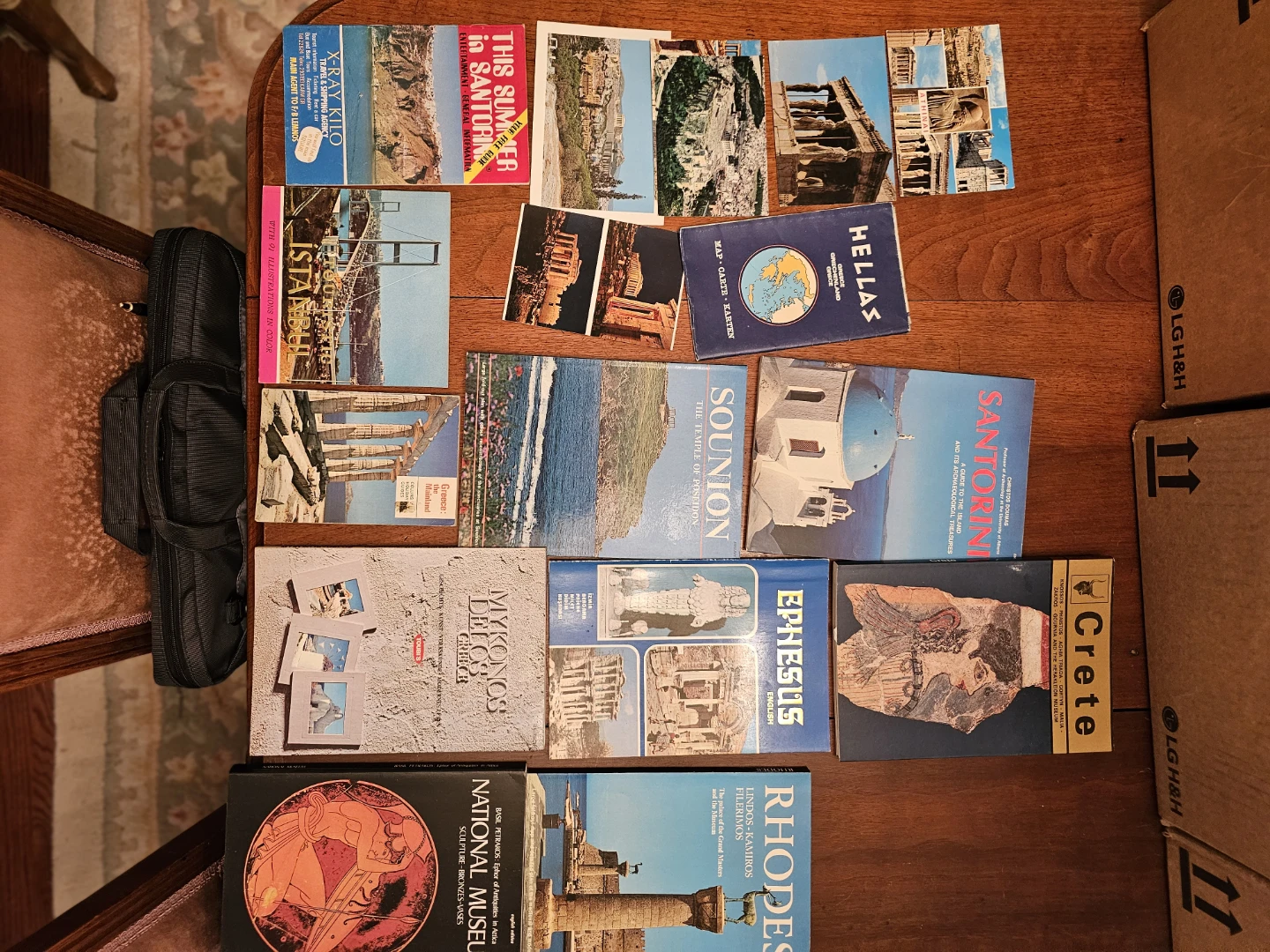 Lot of Travel Guidebooks and Postcards