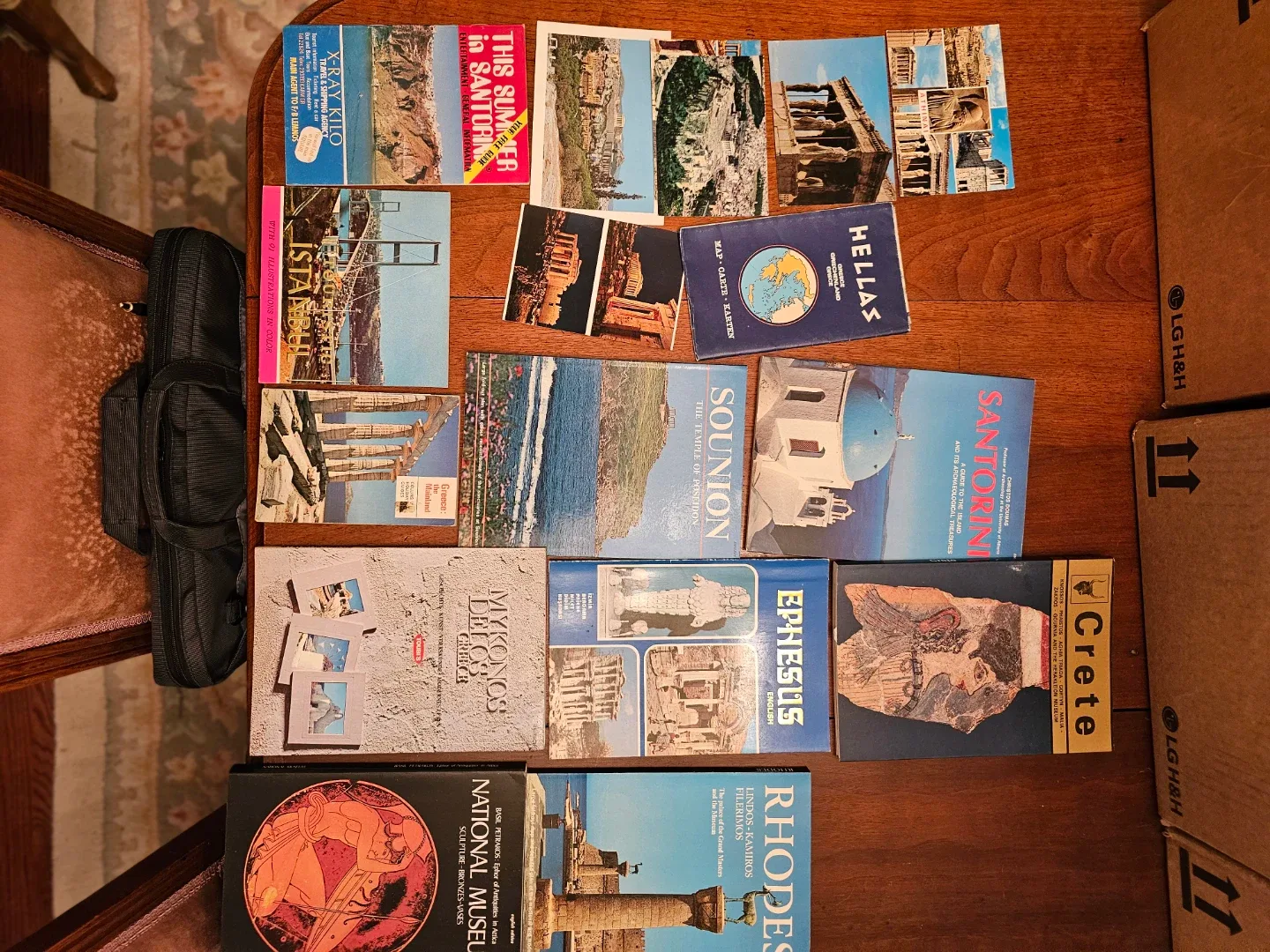 Lot of Travel Guidebooks and Postcards