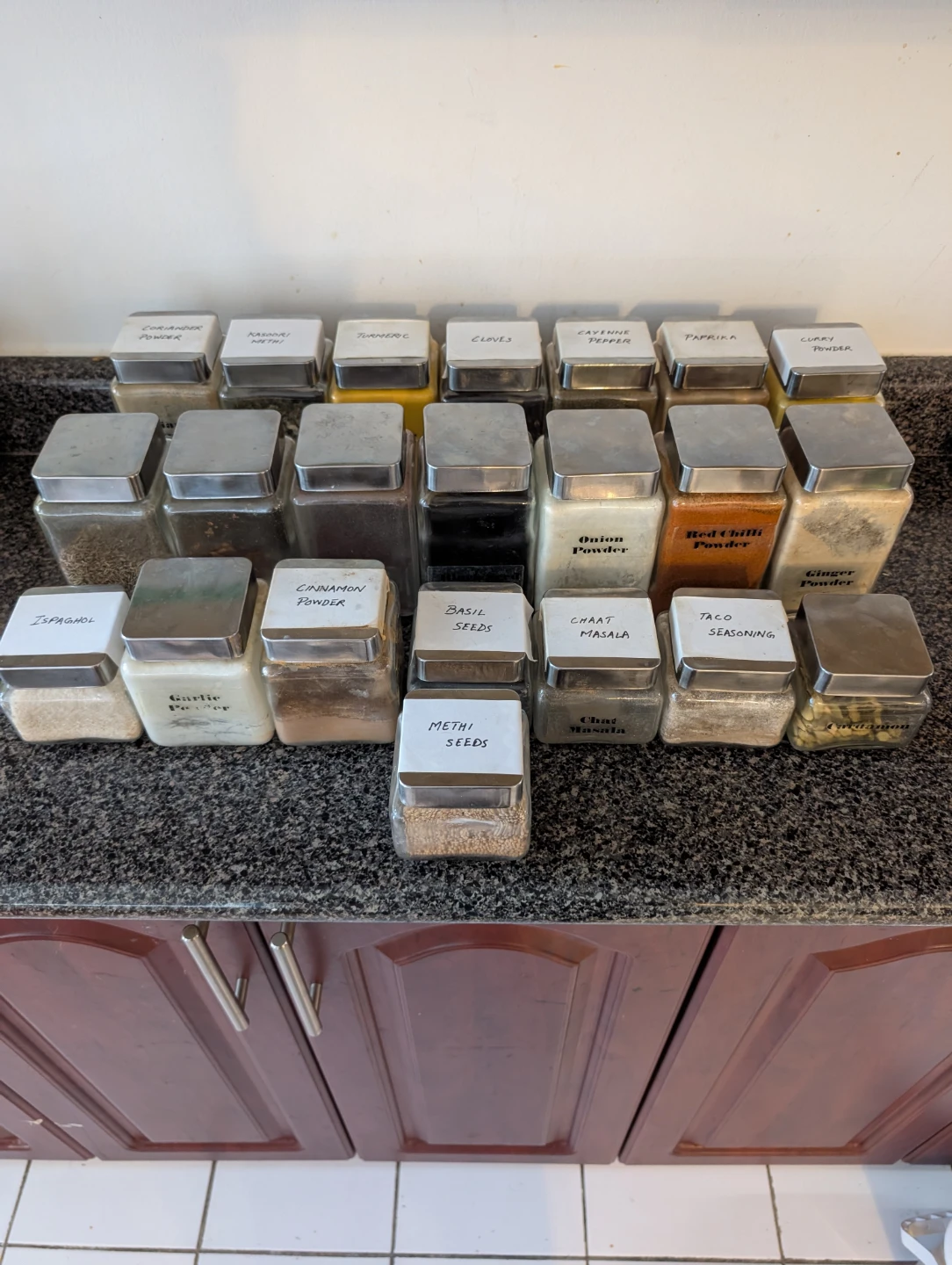 22 Spice Jars with Assorted Spices