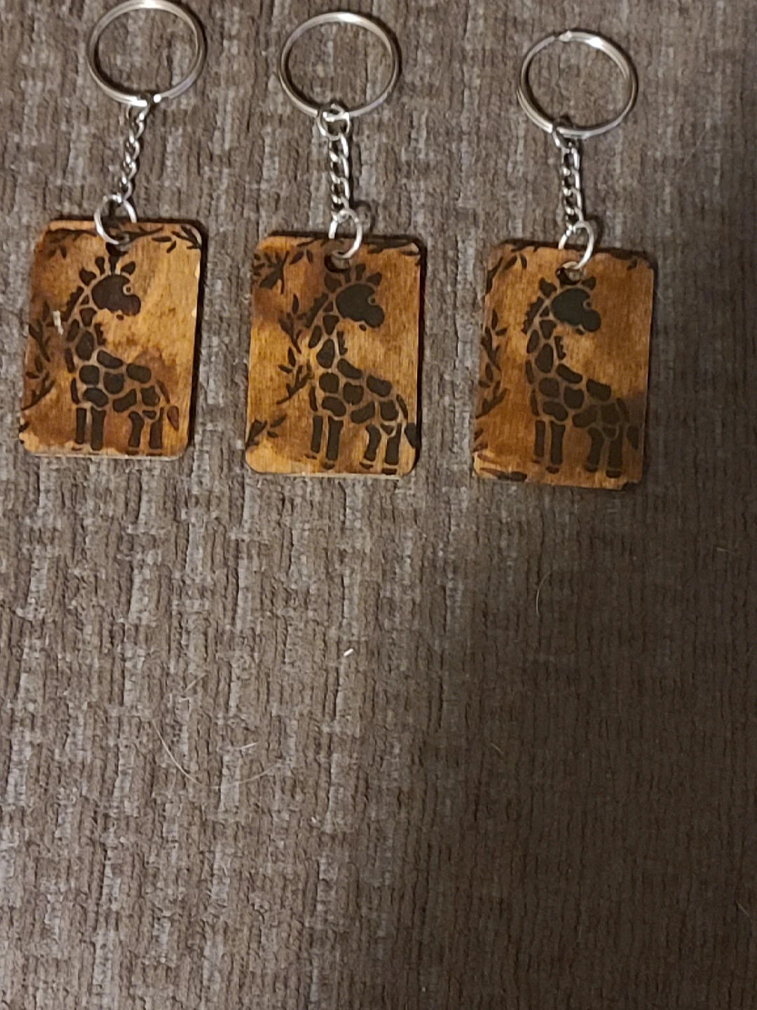 Wooden Giraffe Keychain Set