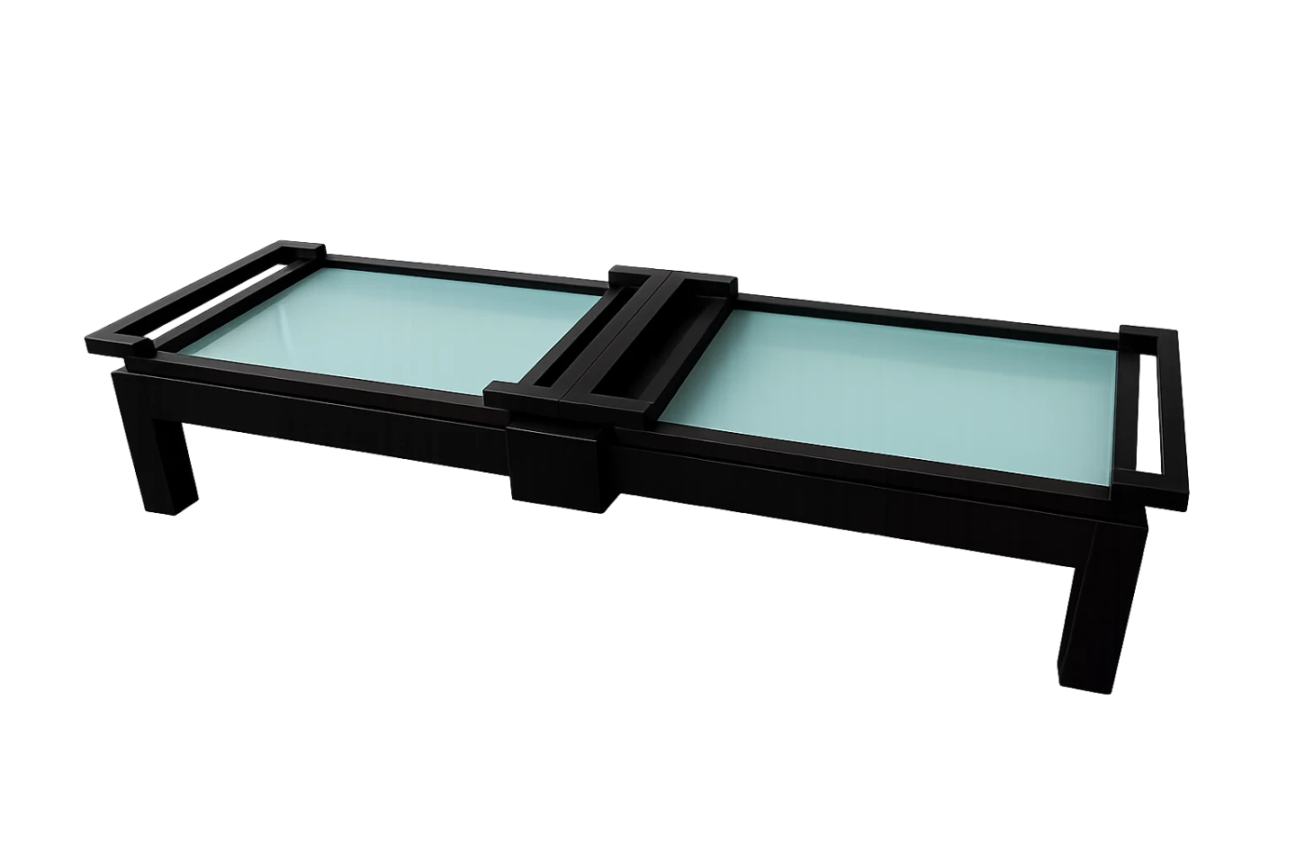 Modern Black Coffee Table with Frosted Glass Inserts