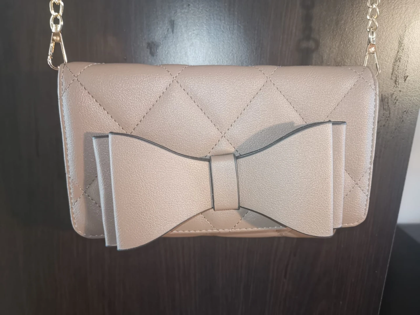 Quilted Bow Clutch Wallet with Chain Strap - photo 2