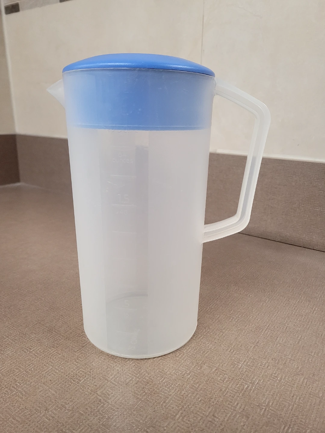 Plastic Pitcher with Blue Lid