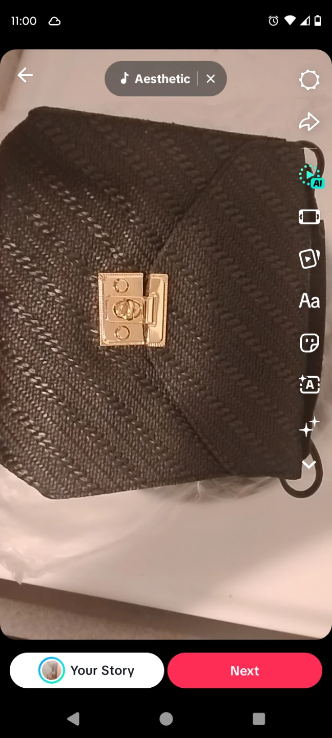 Black Textured Crossbody Bag with Gold Clasp