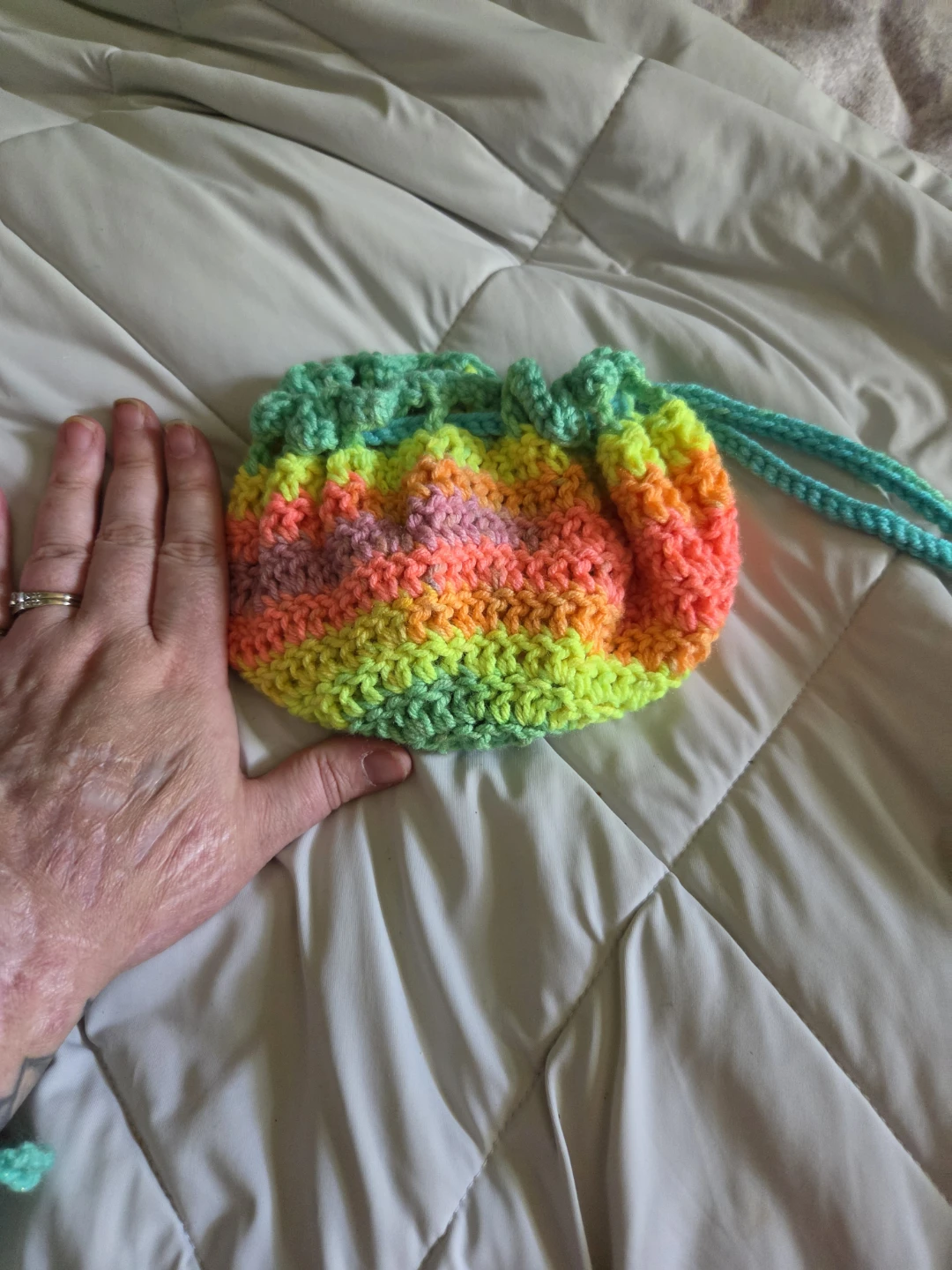 Crochet Dice Bag / rolling tray draw string - photo 3