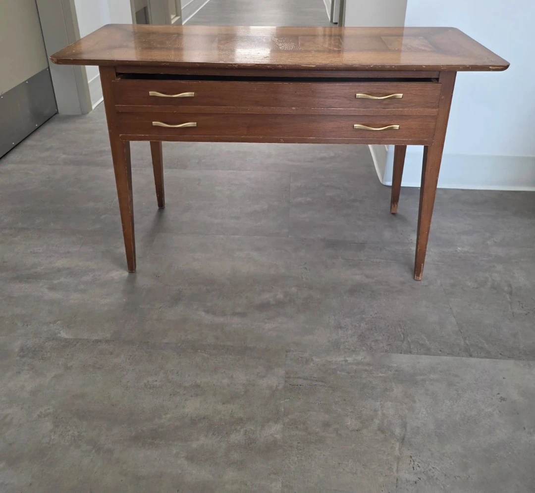 Vintage Wooden Table with Two Drawers