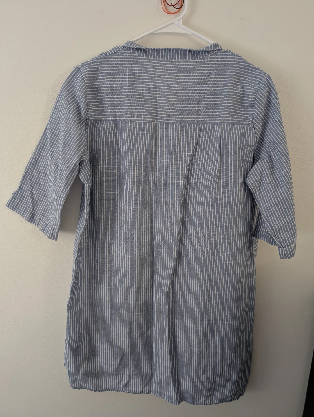 Lian Blue Striped Tunic Shirt Dress Summer Chic ptp 21" - photo 3