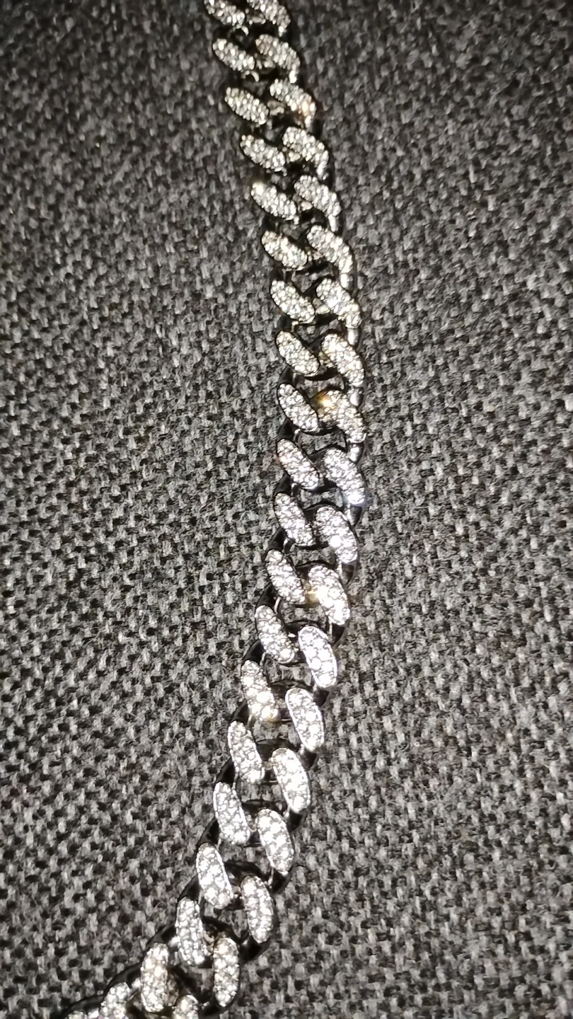 Cuban Link Chain Necklace with Rhinestones - photo 2