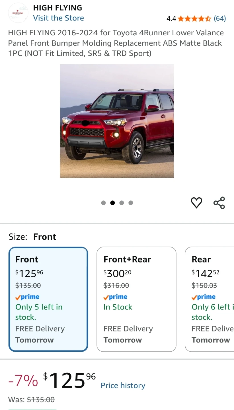 HIGH FLYING Lower Valance Panel for Toyota 4Runner (Front) - photo 2